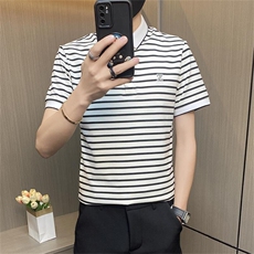 PL043-特P40条纹短袖polo衫男夏季修身翻领t恤潮牌男装潮流半袖男，男装Polo衫，电商D310B