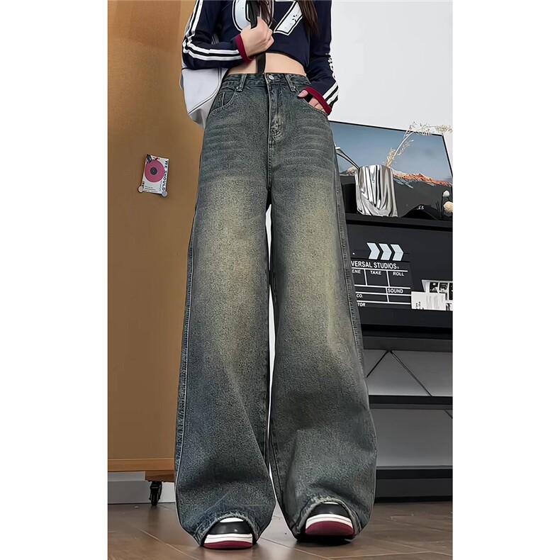 xz905-Z084#P65 美式高街宽松阔腿牛仔裤图片