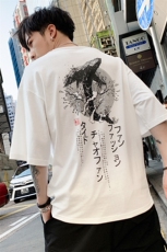 日系卡通印花短袖T恤男19夏季潮流休闲男士五分袖上衣DS342TP25，男装T恤，电商A102