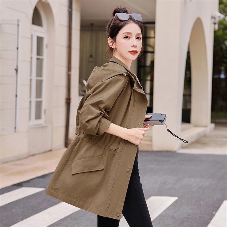 欧洲站2025新款春秋中长款风衣女韩版时尚洋气大衣高端流行短外套,女装风衣,梦懿尔