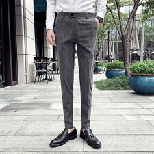 A450-ZD90春夏英伦条纹休闲西裤长裤发型师，男装休闲裤，星座1904A