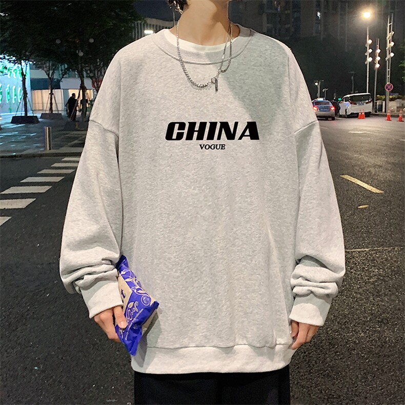 S6001-P28加绒款-P33秋季圆领卫衣男大码韩版宽松长袖外套,男装卫衣,电商A040