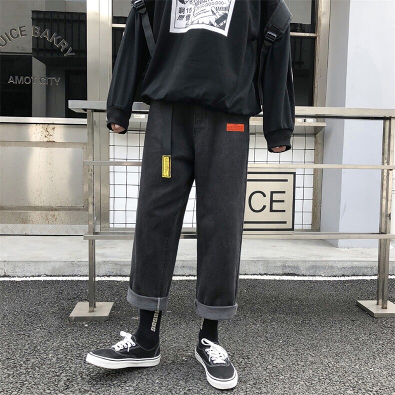 牛仔裤男韩版潮流宽松ins港风潮牌男生直筒阔腿九分裤子K061-P45,男装牛仔裤,电商A318