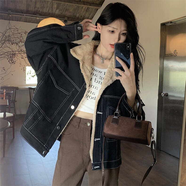 韩版牛仔外套加绒加厚宽松百搭秋冬时尚短款棉服C506-90,男装工装外套,星座911-2(原星座613-2）