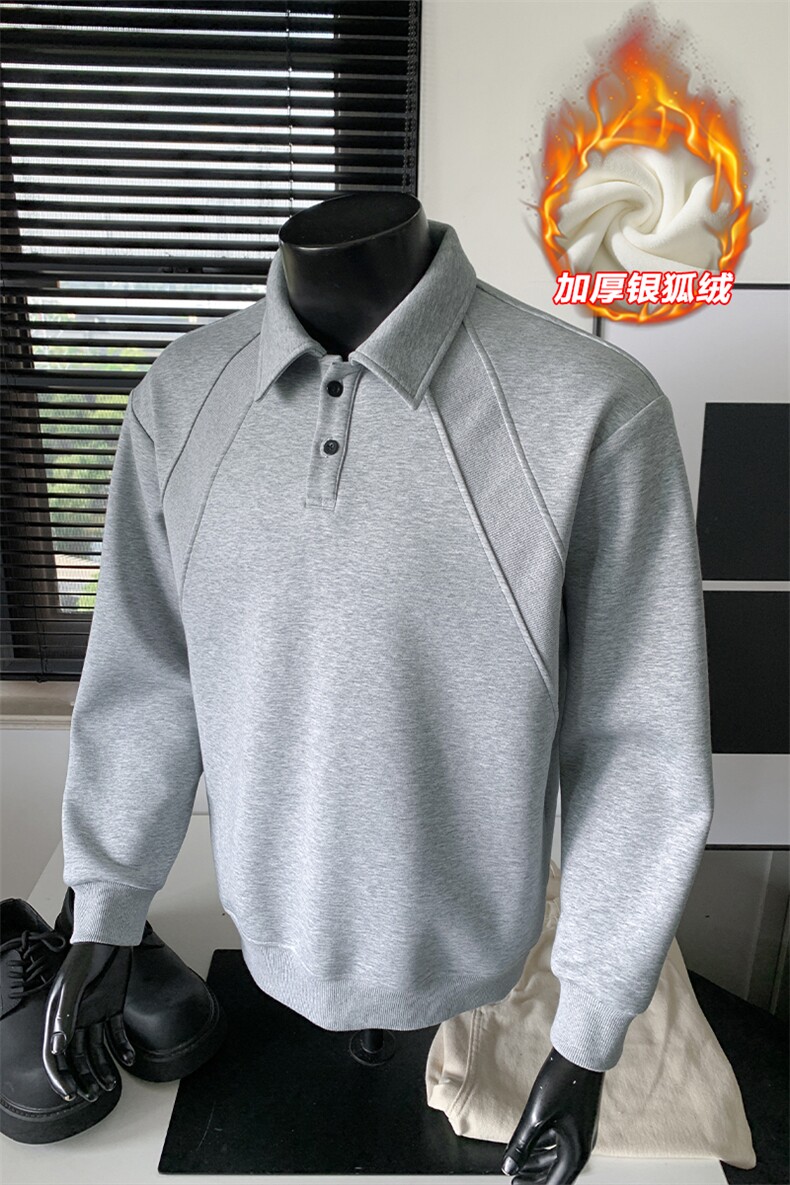 加绒加厚银狐绒500g重磅曼巴棉解构卫衣男W5406J加绒-特P50控98,男装卫衣,电商A001