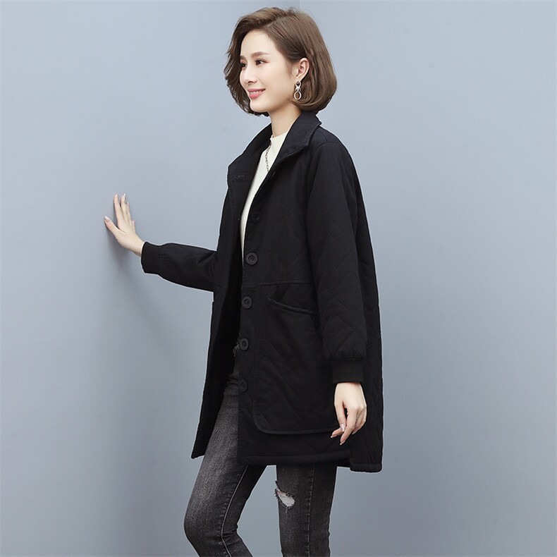 2023冬季新款中长款休闲棉袄外套保暖舒适棉服外套,女装棉衣/棉服,独衣靓