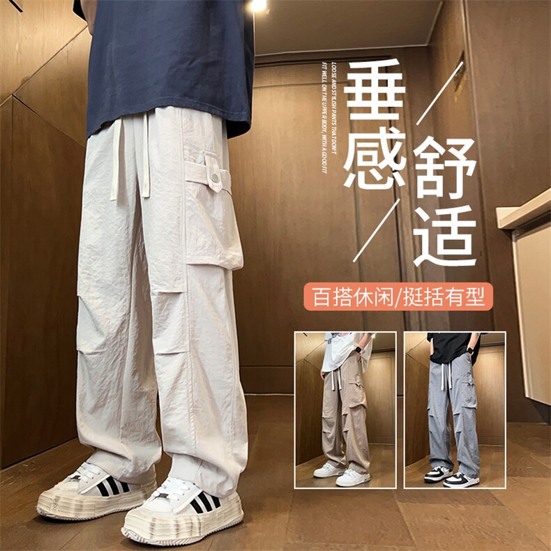 直播数据款 春季新款大口袋伞兵裤宽松直筒休闲裤工装裤 K515-P42图片