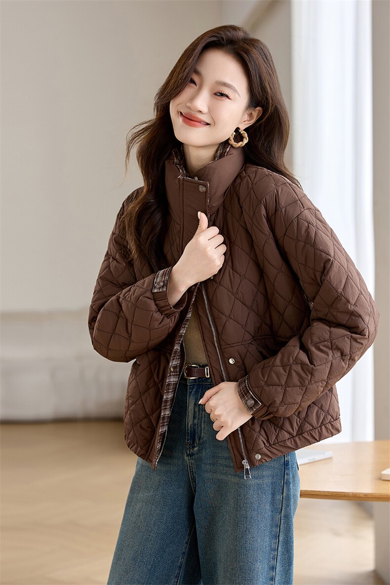 2024秋冬新品加棉加厚立领短外套,女装棉衣/棉服,余墨