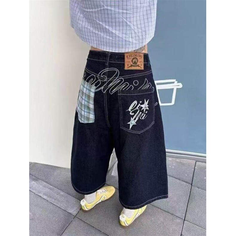 AK2298-P50美式复古辣妹街头夏季牛仔七分裤百搭阔腿短裤图片