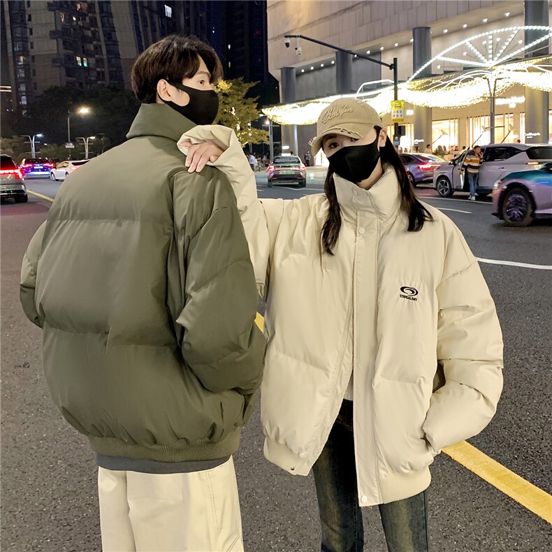 情侣冬装港风PU软皮棉服刺绣logo棉衣休闲加厚外套男G1103P128,男装棉衣,电商A339