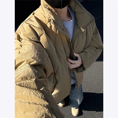 美式立领冬季设计感棉衣外套男装O型褶皱短款棉服2024新款特P95，男装棉衣，电商C306-1