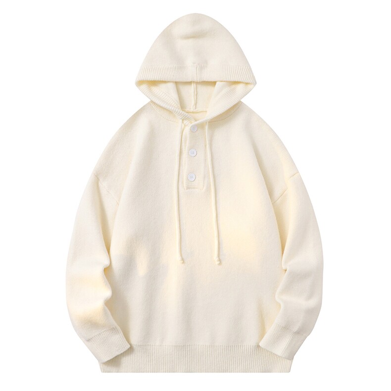 得物二开 冬季半开衫连帽套头毛衣宽松加厚针织衫 M721特批P55图片
