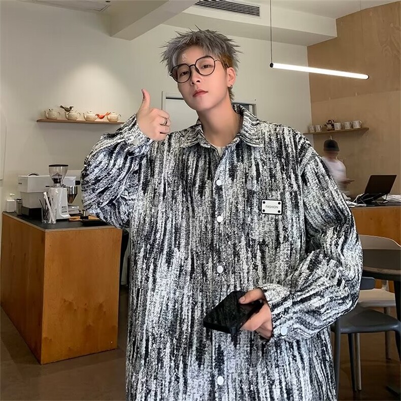美式小香风棉服男秋冬潮牌格子加棉夹克衬衫百搭宽松棉衣 JK2303图片