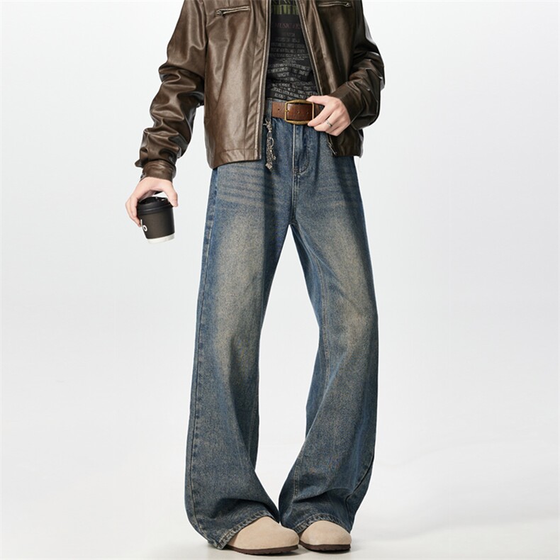 现货~~美式复古蓝宽松微喇牛仔裤1BK580-P45控79，男装牛仔裤，星座515