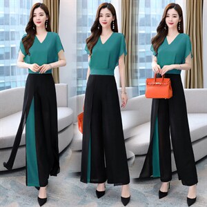 2023夏季气质收腰优雅简约大方优雅性感领口宽大透气遮肉显瘦裙摆，女装套装/套裙，时尚俏佳人