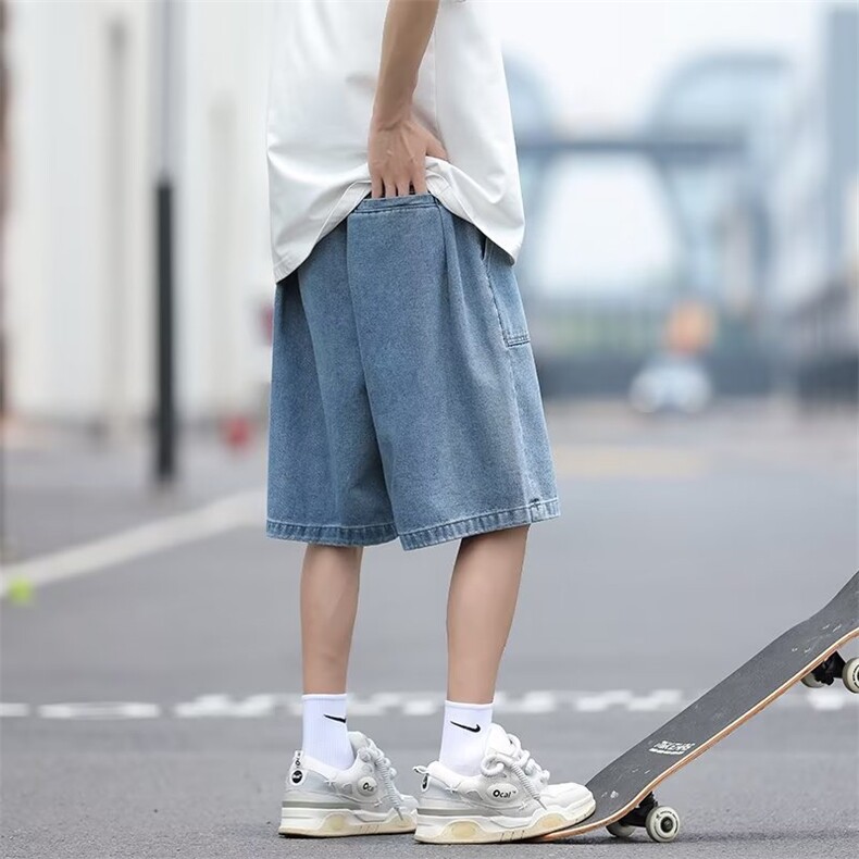 牛仔短裤男韩版潮流高街帅气2023夏季新款ins宽松五分裤RK668-P39,男装牛仔裤,星座412-3