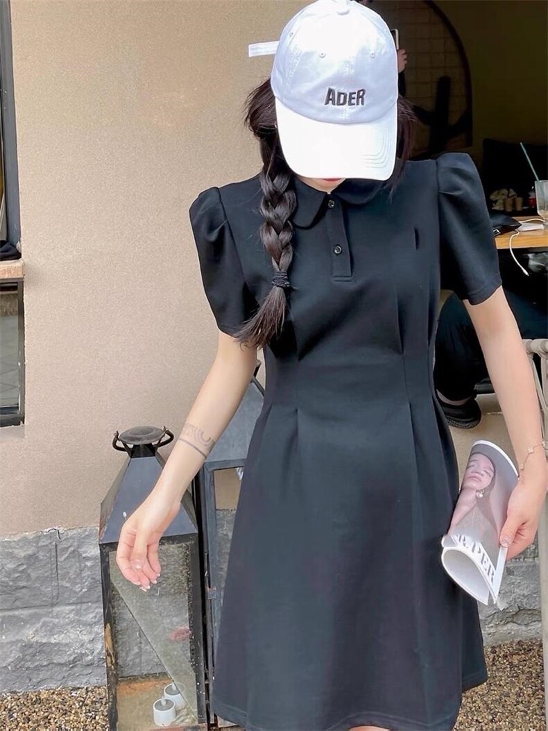 夏季新款韩版洋气学院风修身显瘦连衣裙,女装连衣裙,L·H·X