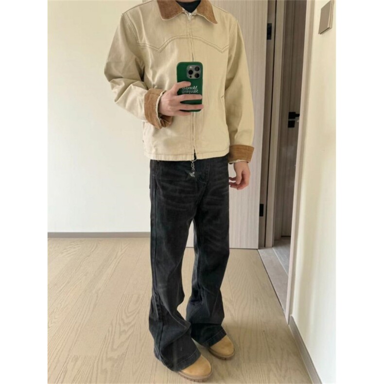 美式高街vibe风复古牛仔裤男微喇修身直筒显瘦长裤子LB2233-P48,男装牛仔裤,星座1008