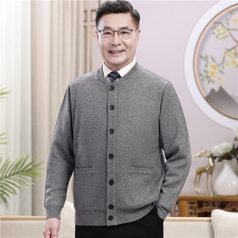 【加绒】秋冬季保暖新中式喜庆春节大码纯色百搭中老年情侣衫男装,男装情侣装,伊格尔
