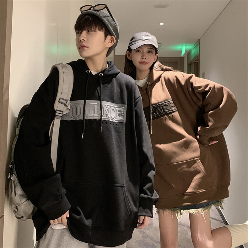 EQ190重工艺凹凸印花连帽套头卫衣春季学院风情侣装外套女类P58,男装卫衣,电商C306-1