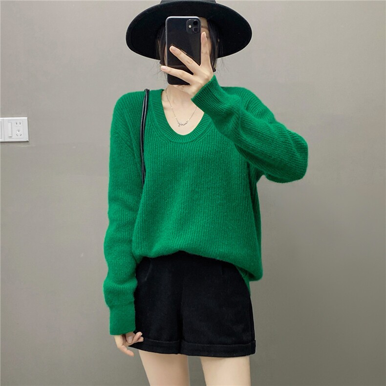 2025百搭时尚简约u领元宝针针织羊绒衫，女装羊绒衫，国旺羊绒