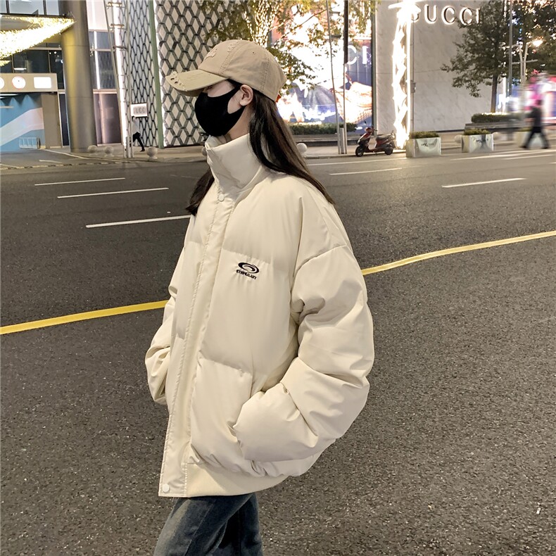 情侣冬装港风PU软皮棉服刺绣logo棉衣休闲加厚外套男G1103P128,男装棉衣,电商A339