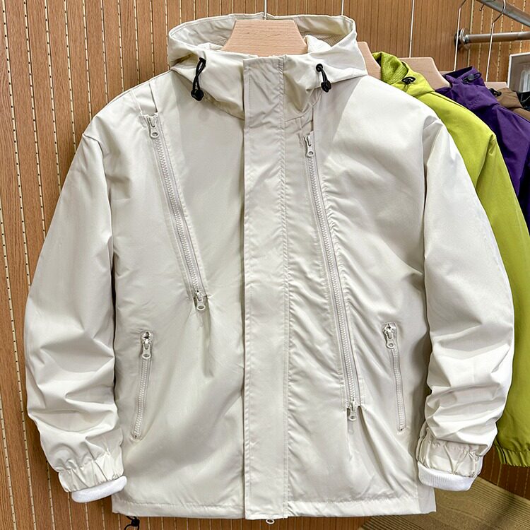 冲锋衣男美式个性拼接潮牌户外防风机能工装夹克春秋连帽外套,男装夹克,星座1013