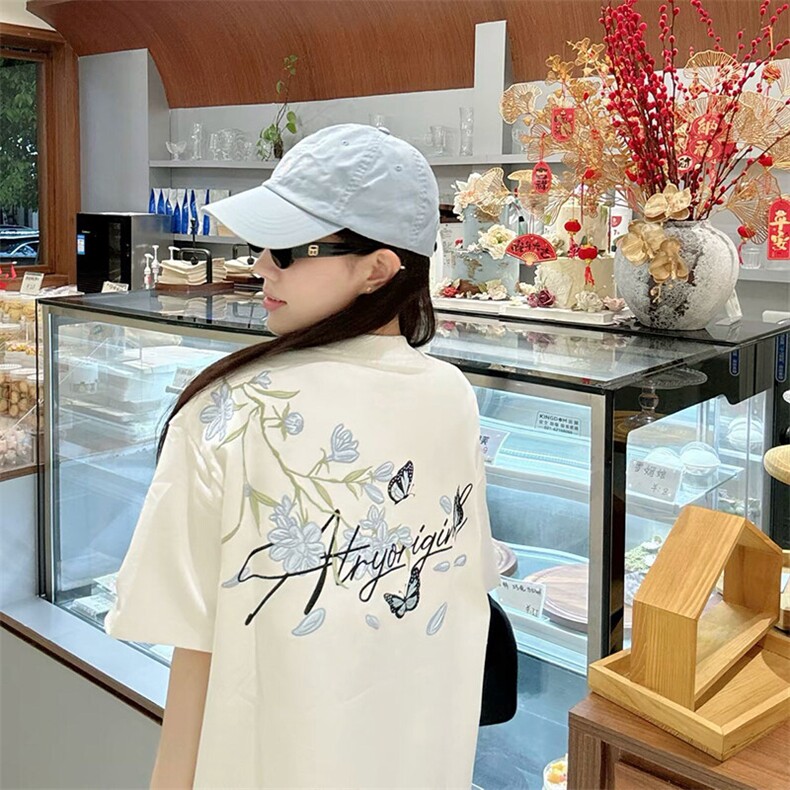万针全刺绣解构设计260克重磅双纱纯棉高品质美式高街短袖T恤特35,男装T恤,电商A486