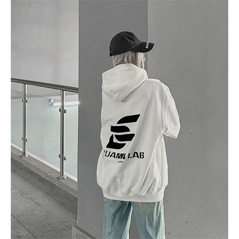 抖音得物 高品质印花连帽卫衣 秋冬装美式宽松连帽纯色卫衣ADL122图片