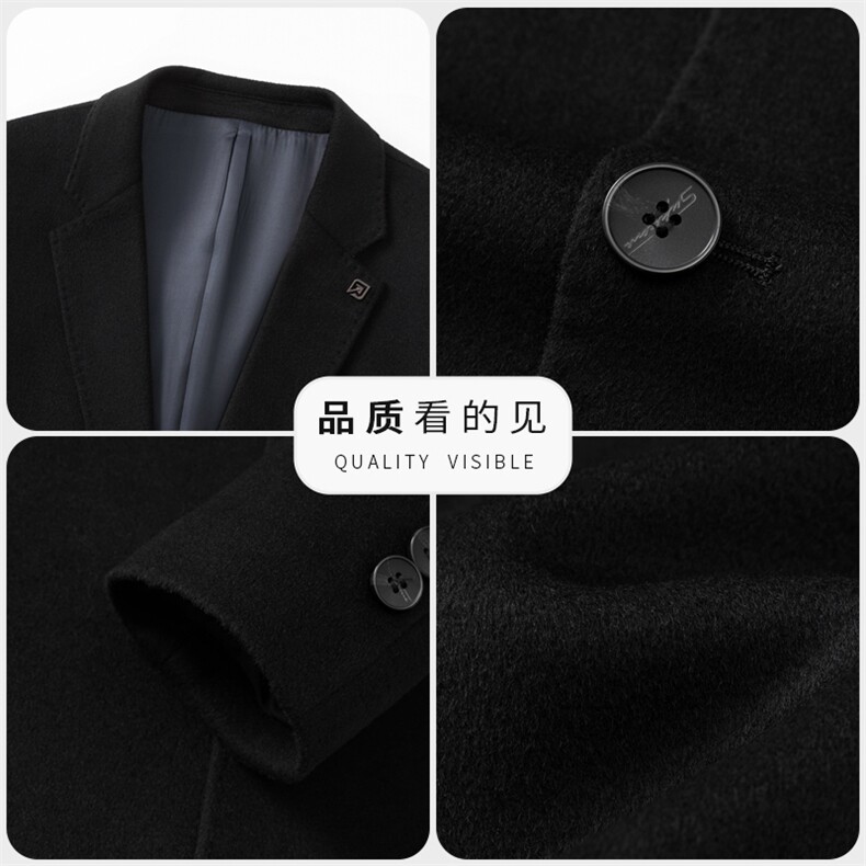 高端中绵羊毛山羊绒休闲西服大衣男秋冬中青年山羊绒休闲西装外套,男装毛呢大衣,钱塘723