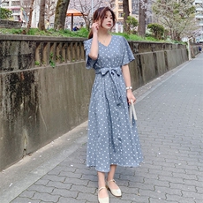 已出货波点连衣裙8605-A16，女装连衣裙，浙宝225