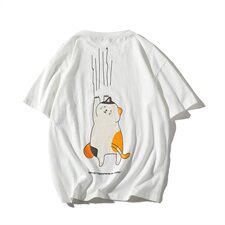 【】A003-HT1031-P30夏装可爱猫咪时尚短袖T恤白底，男装T恤，电商A003
