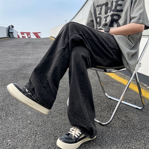 美式重磅拼接设计牛仔裤男宽松高街阔腿垂感直筒裤长裤RK1772-P49图片
