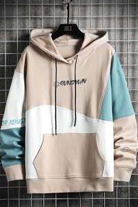 7XL-M主推货足2023春季新款连帽卫衣男连帽休闲撞色加肥加大码图片
