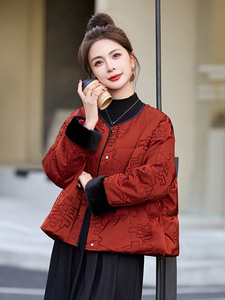 新中式g风羽绒服女2025冬季新款拼接白鸭绒加厚短外套图片