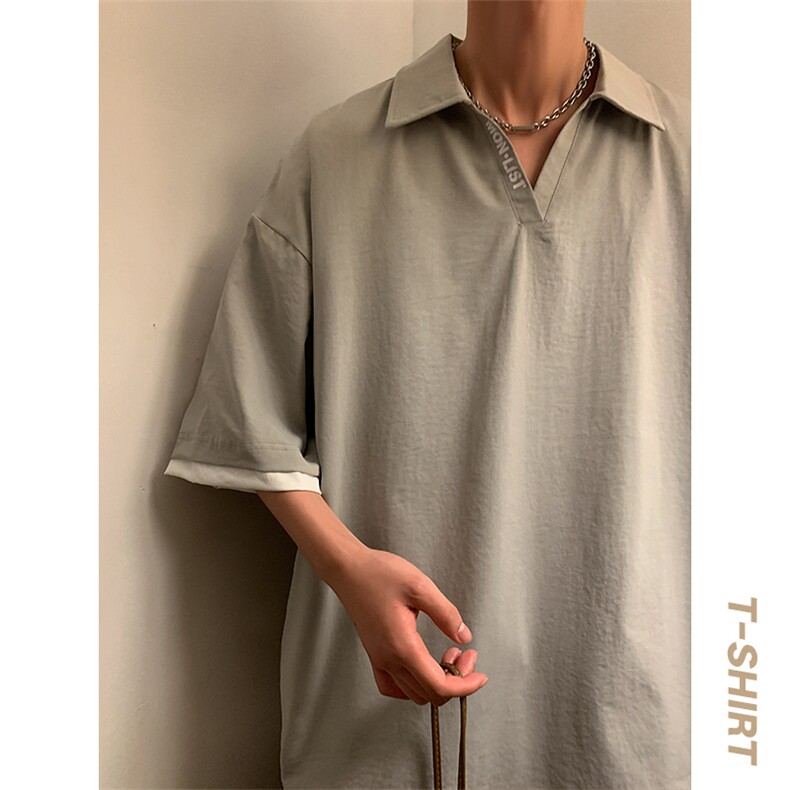 冰氧仿短袖港风暖光体恤夏季百搭纯色POLO衫男上衣TC3145-P35,男装Polo衫,星座717