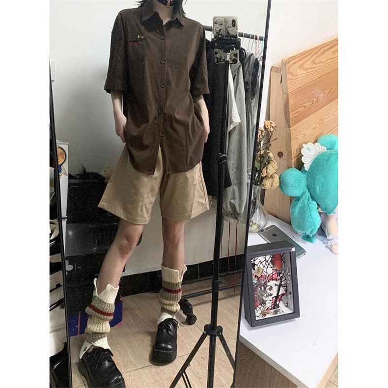 【有货】BK930CC-特P33 刺绣灯芯绒条纹短袖衬衫男女夏季图片