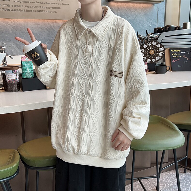 高品质秋款男卫衣POLO领条纹拼接夹克贴标外套WY19P45,男装卫衣,星座1013-1