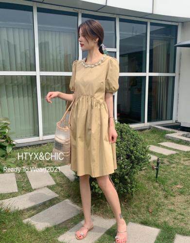 现货，夏季新款，素色韩版娃娃裙，女装，HTYX(6F)