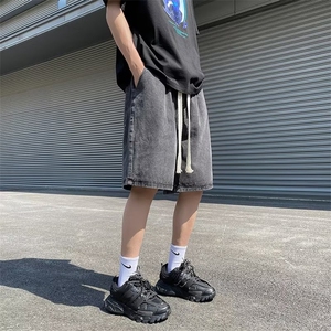 美式vibe裤子高街短裤牛仔裤男设计感小众拉链裤DK716P32图片