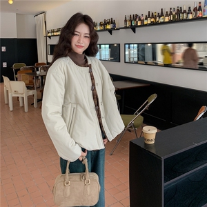 格子拼接轻薄款羽绒棉服女秋冬小棉衣韩系爆款夹棉外套棉袄流行图片