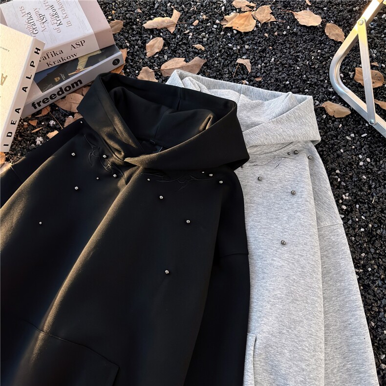 美式重磅复古加绒加厚刺绣连帽卫衣男女宽松LY74500-P50加绒55,男装卫衣,星座1008