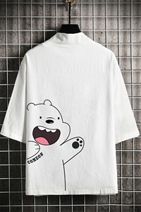 HF59131-P40风汉服男开衫外套七分袖道袍 网格挂拍图片