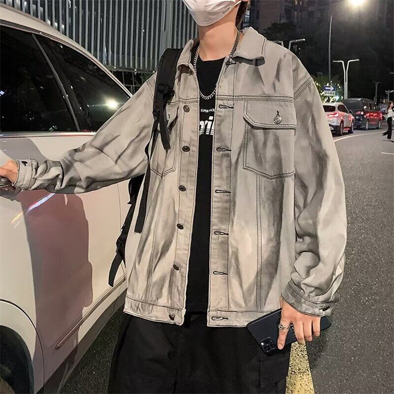 F680P68复古牛仔外套男款痞帅扎染男生牛仔衣高级感工装夹克2025,男装夹克,星座512-6