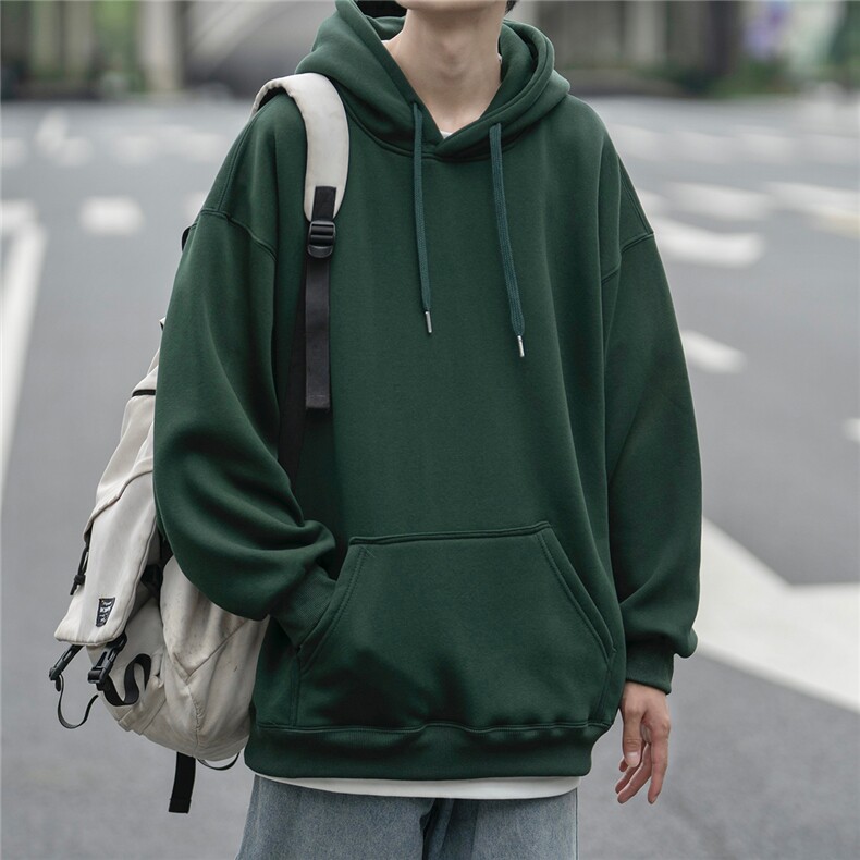 秋冬奥利绒纯色帽衫上衣男士文艺宽松ins连帽卫衣D328-WY399-P48,男装卫衣,电商D328