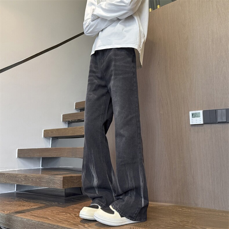 美式高街重工手擦马骝水洗火焰纹牛仔裤微喇 310A-4-NZ38图片