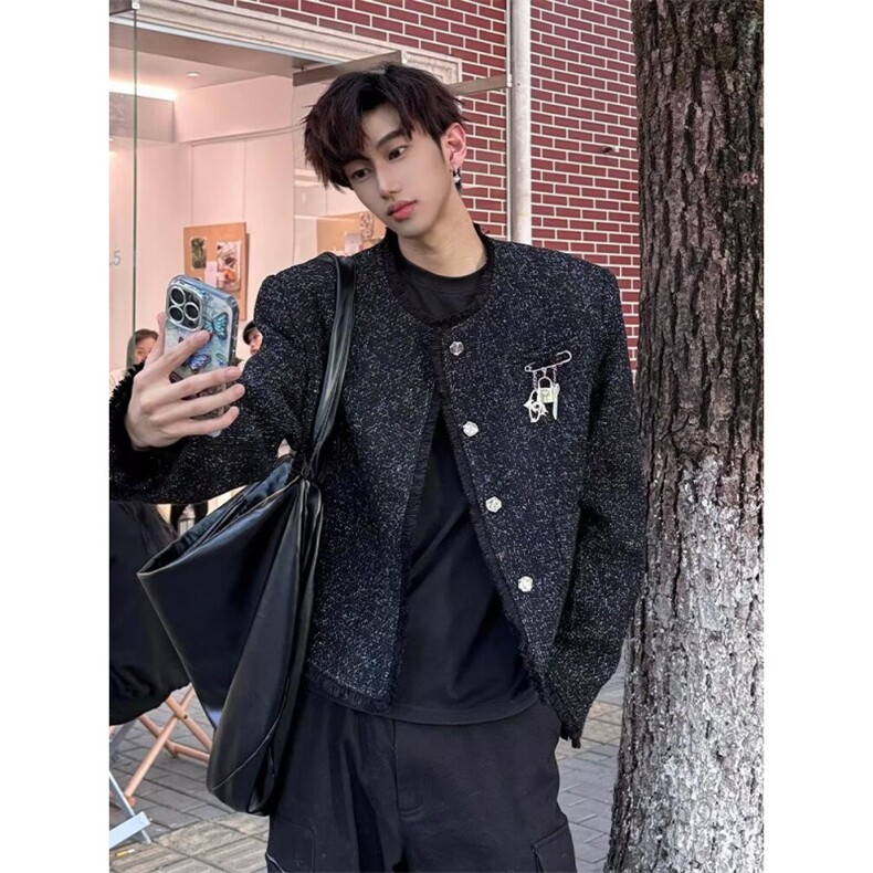 JK420LL-P73 美式小香风夹克外套男高级感痞帅男装图片