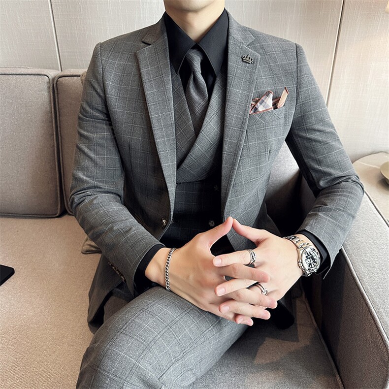 主推男士英伦风西装单排扣三件套尖领商务西服KTZ1834-P330,男装西服套装,星座1105-3