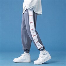 蓝底2024秋冬新款撞色串标束脚运动休闲潮牌裤子2120-45控69,男装休闲裤,星座914-3