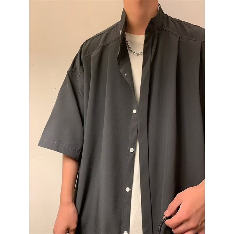 F184-P312024夏季新款慵懒百搭原宿风衬衫日系气质五分袖男现货,男装衬衫,星座512-6